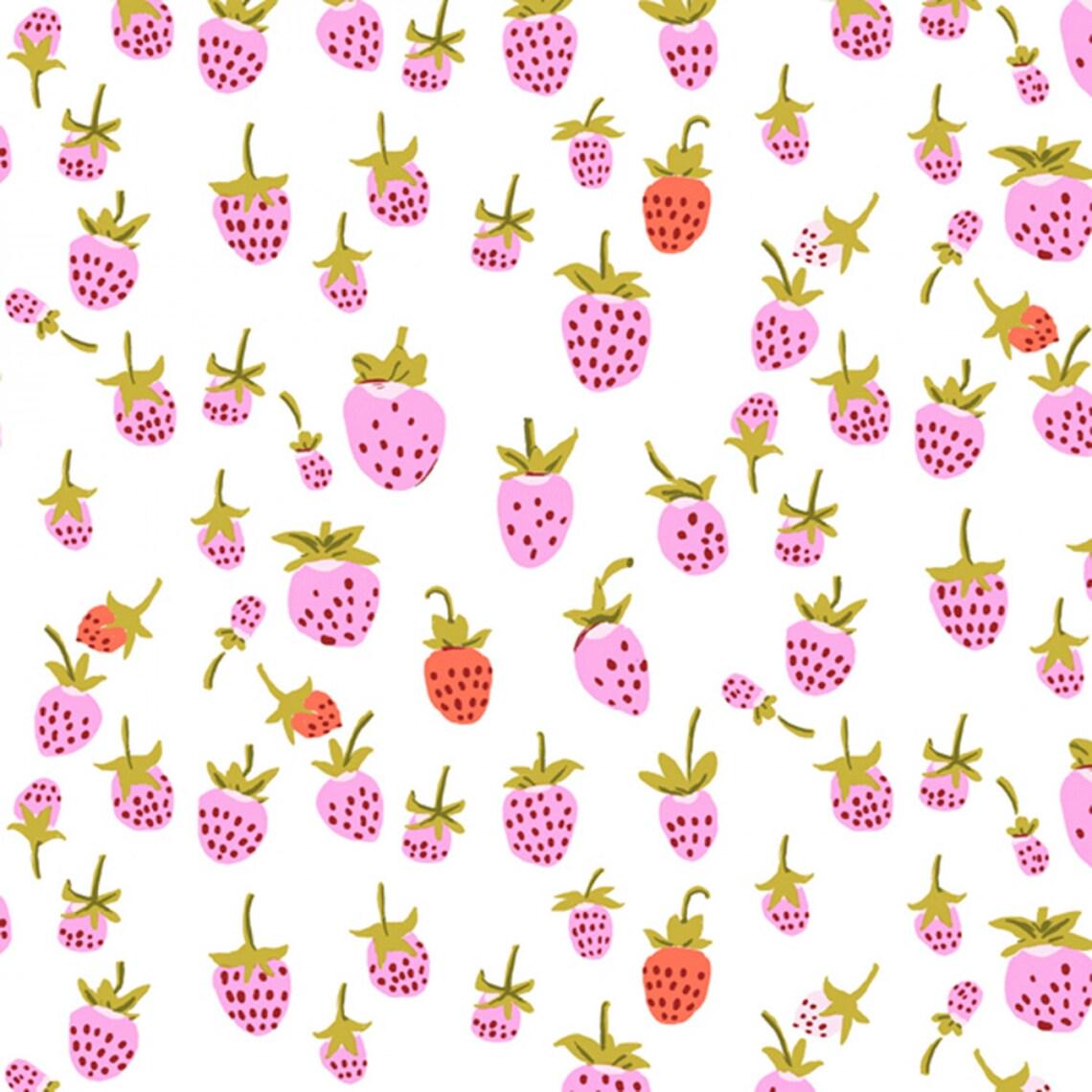 Lilac Strawberry on Cream from Heather Ross' 20th Anniversary Edition; Sold in Half Yard Increments