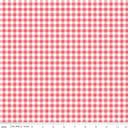 Summer Skies and Fireflies Gingham Print in Tea Rose by Gracey Larson of Burlap and Blossom; Sold in Half Yard Increments