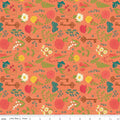 First Blooms Pressed Flowers in Orange by Heather Peterson of Anka's Treasures; Sold in Half Yard Increments