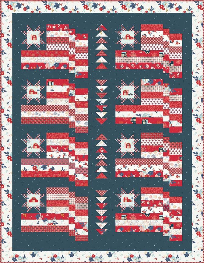 Heartland Quilt Boxed Kit in Sweet Freedom Fabrics by Beverly McCullough of Flamingo Toes; Includes Paper Pattern