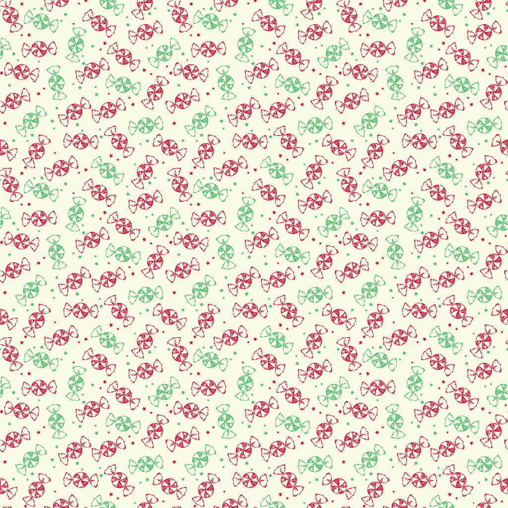 Merry Little Christmas Peppermints on Cream by My Mind's Eye; Sold in Half Yard Increments