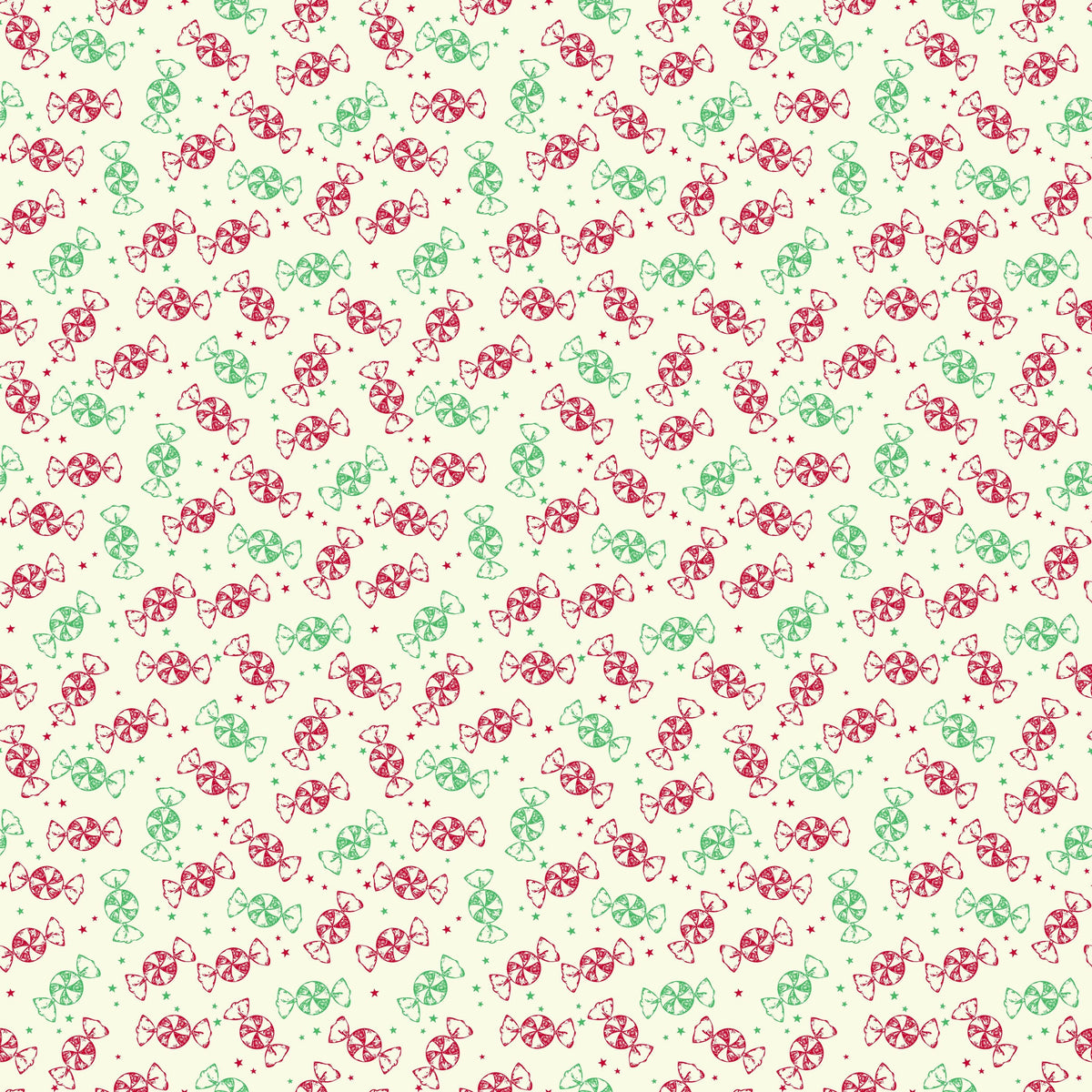 Merry Little Christmas Peppermints on Cream by My Mind's Eye; Sold in Half Yard Increments