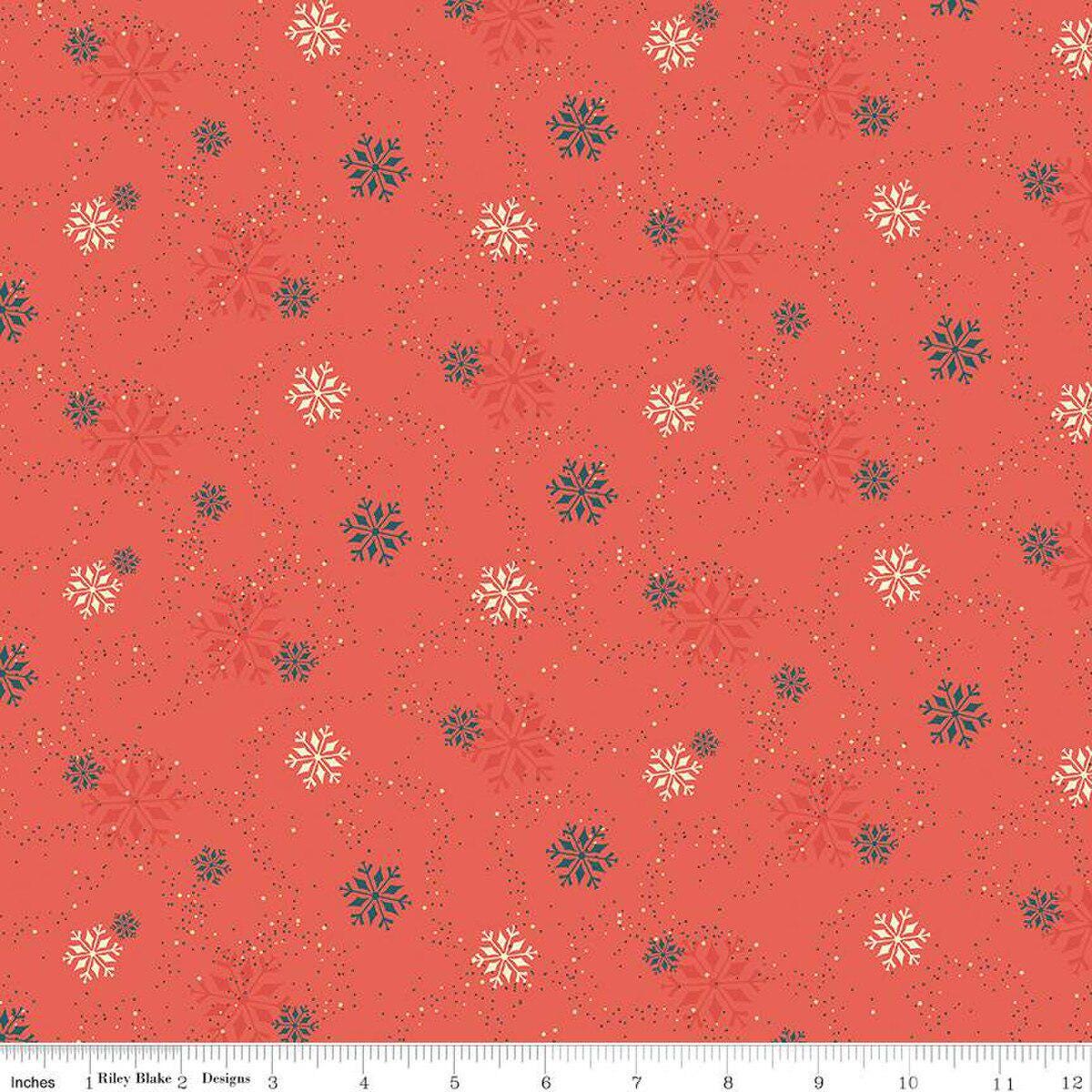In From The Cold Snowflakes - Coral - by Heather Peterson of Anka's Treasures; Sold in Half Yard Increments