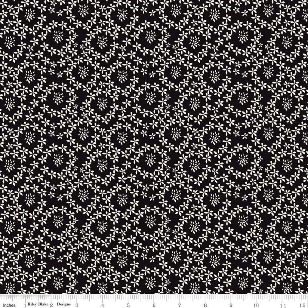 Fat Quarters Only - Oh Happy Day! Daisies on Black by Sandy Gervais