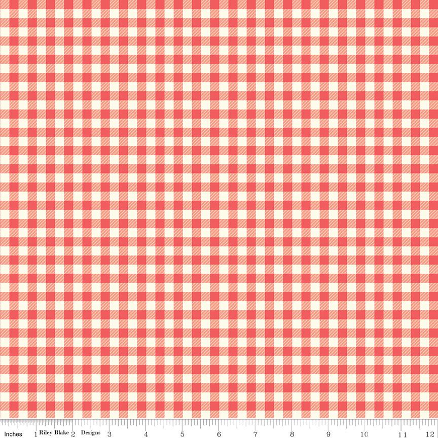 First Blooms Gingham on Berry by Heather Peterson of Anka's Treasures; Sold in Half Yard Increments
