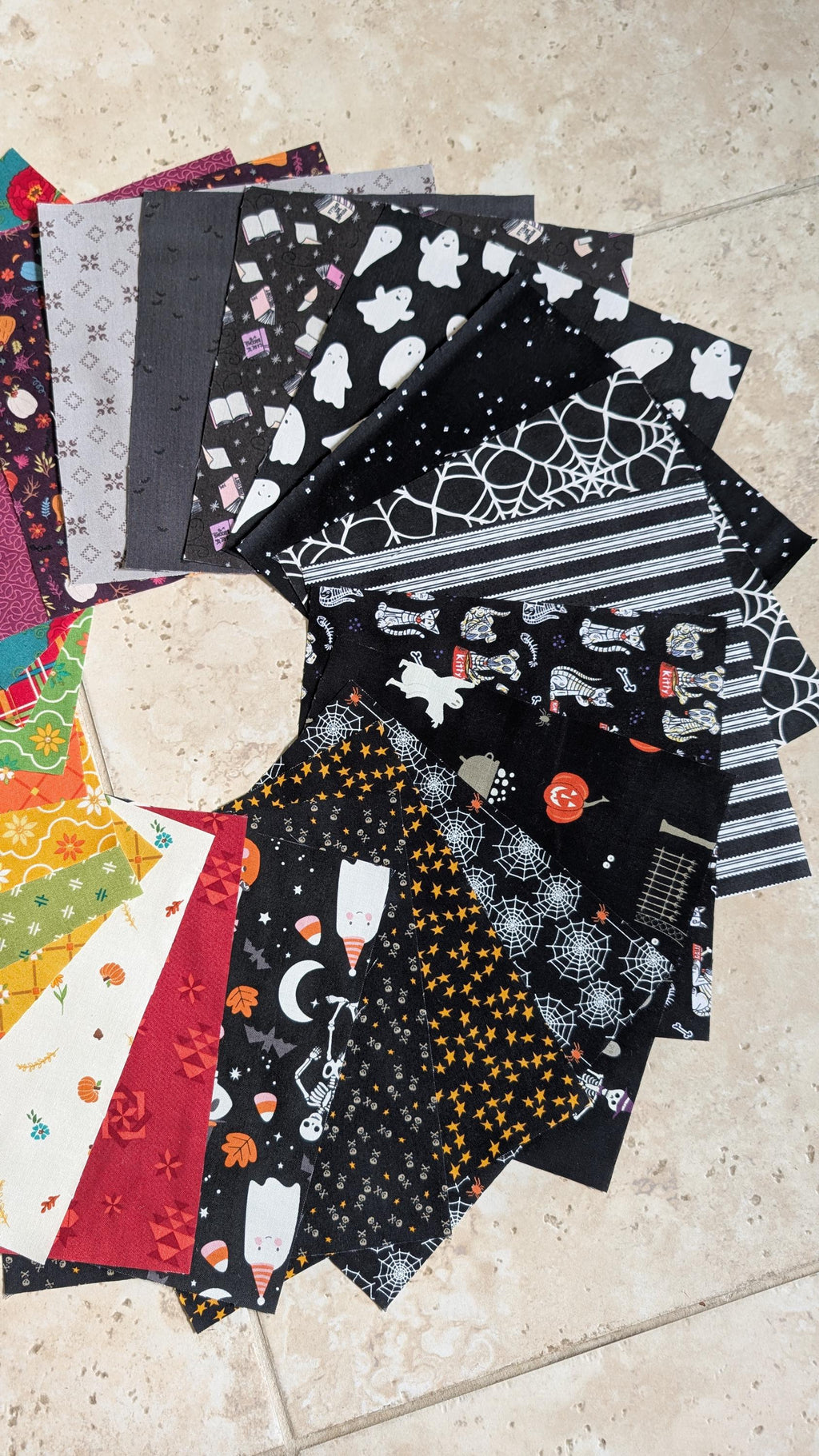 8" x 8" Fall & Halloween Hand-Cut Sampler Pack, 24 pcs Fabric Bundle