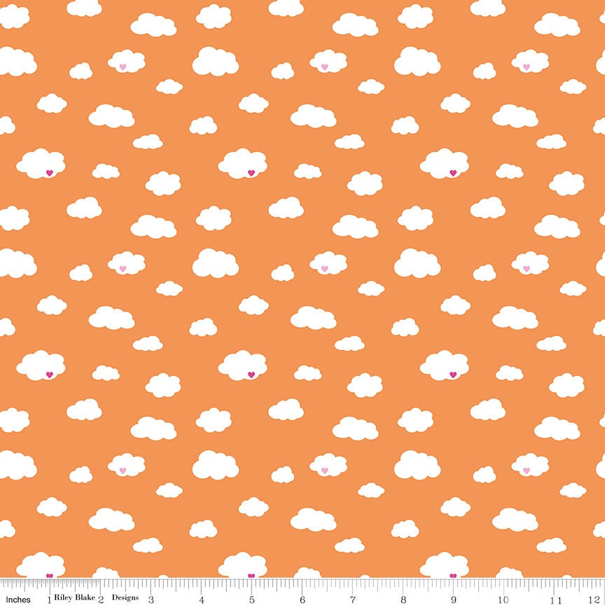 Dream - Drift in Orange Melon by Kristy Lea of Quiet Play for Riley Blake Designs; Sold in Half Yard Increments