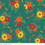Autumn Afternoon Main - Teal - by Heather Peterson of Anka's Treasures; Sold in Half Yard Increments