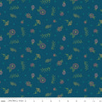 Market Street Embroidery on Navy Blue by Heather Peterson of Anka's Treasures for Riley Blake Designs; Sold in Half Yard Increments