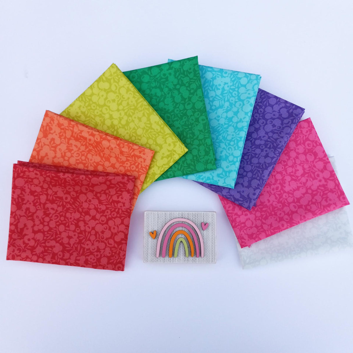 Rainbow Candy Fabric Bundle from Liberty Fabrics Wiltshire Shadow Collection; Available as Fat Quarters or Fat Eighths - 8 Piece Bundle