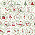 Mistletoe and Holly Wreaths on Cloud White by Beverly McCullough of Flamingo Toes; Sold in Half Yard Increments