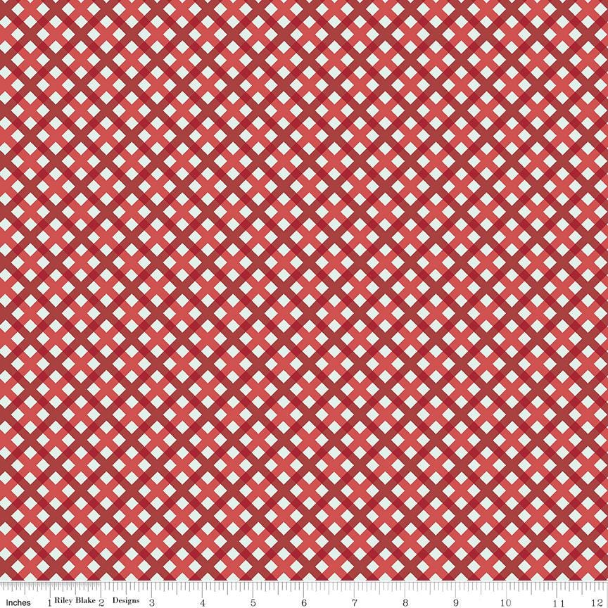 Sweet Freedom Gingham Picnic in Reds by Beverly McCullough of Flamingo Toes; Sold in Half Yard Increments