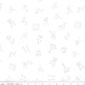 Sew Time from Light's On! White-on-White Print by Minki Kim; Sold in Half Yard Increments