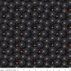 Beggar's Night Glow in the Dark Spiderwebs on Black by Sandy Gervais; Sold in Half Yard Increments