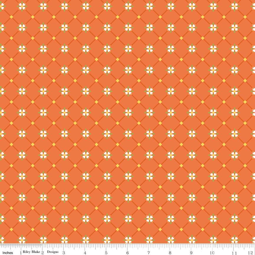 Crosshatch on Orange from Autumn Afternoon by Heather Peterson of Anka's Treasures; Sold in Half Yard Increments