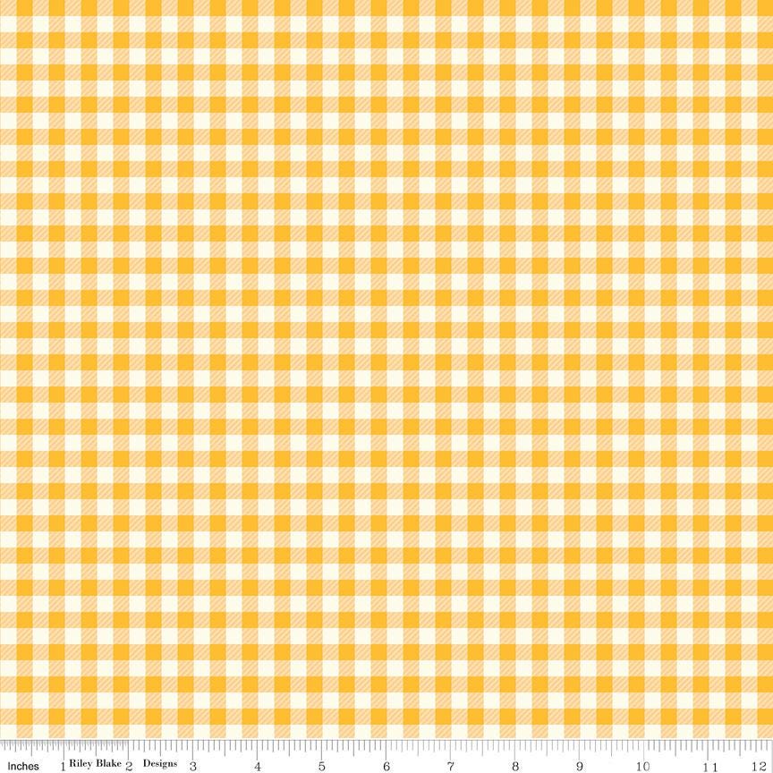 First Blooms Gingham on Yellow by Heather Peterson of Anka's Treasures; Sold in Half Yard Increments