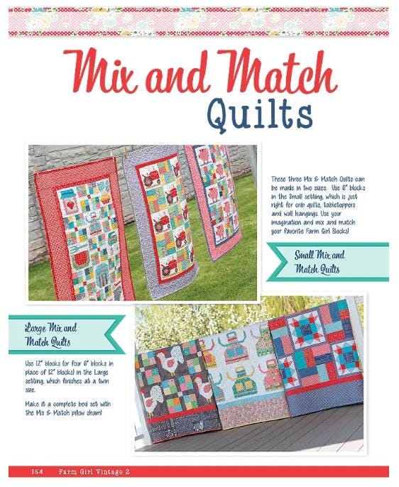 Farm Girl Vintage 2 by Lori Holt of a Bee in my Bonnet for It's Sew Emma; Quilting Pattern & Project Book