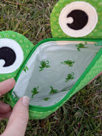 Handmade Frog Zipper Pouch; Froggy Zippy Critter Pouch