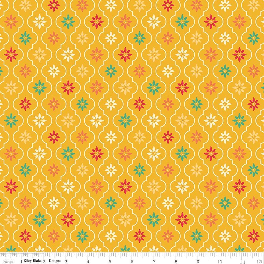 Moroccan Tile in Saffron Yellow from Autumn Afternoon by Heather Peterson of Anka's Treasures; Sold in Half Yard Increments