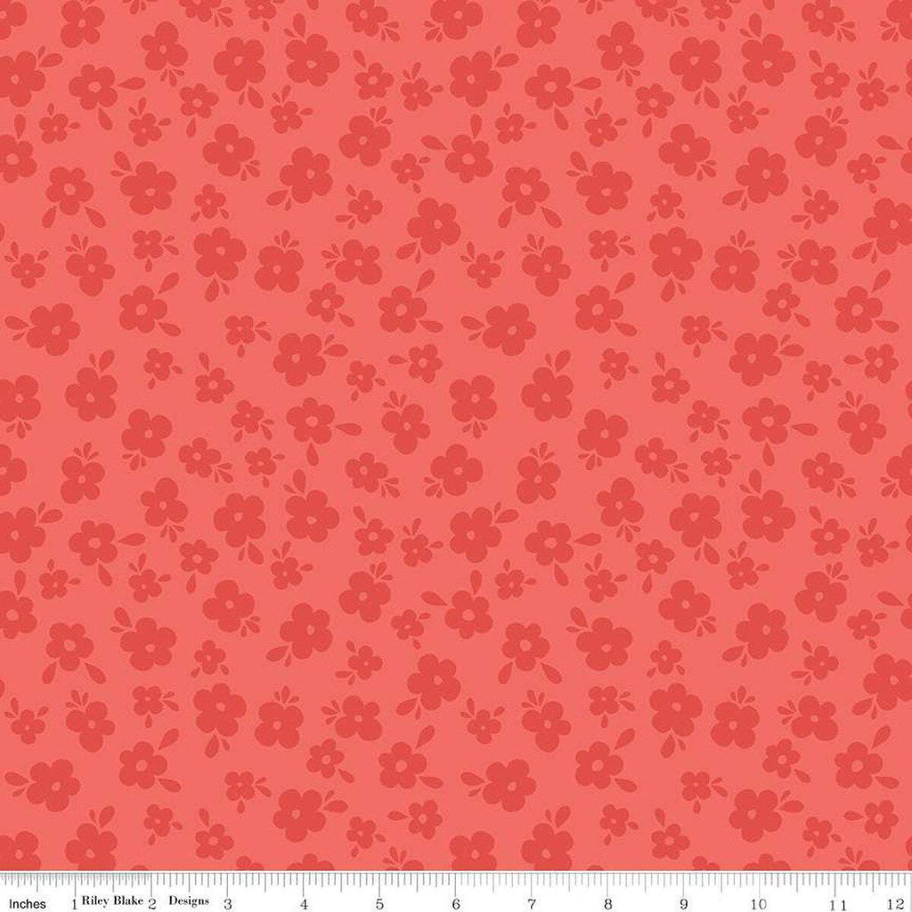 Tone-on-Tone Rouge Red Blossoms by Amanda Niederhauser of Jedi Craft Girl for Stay Wild collection; Sold in Half Yard Increments