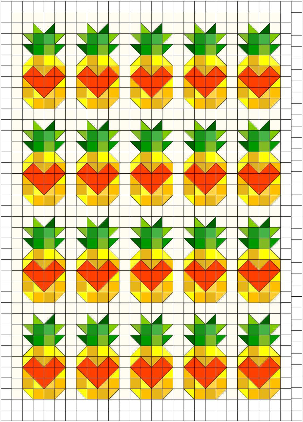 Quilt Kit for Scrappy Pineapple Love Quilt by Maker Valley; Includes 25 LVs, 12 Yellows, 10 Greens, and 10 Oranges; Finishes at ~ 54" x 76"