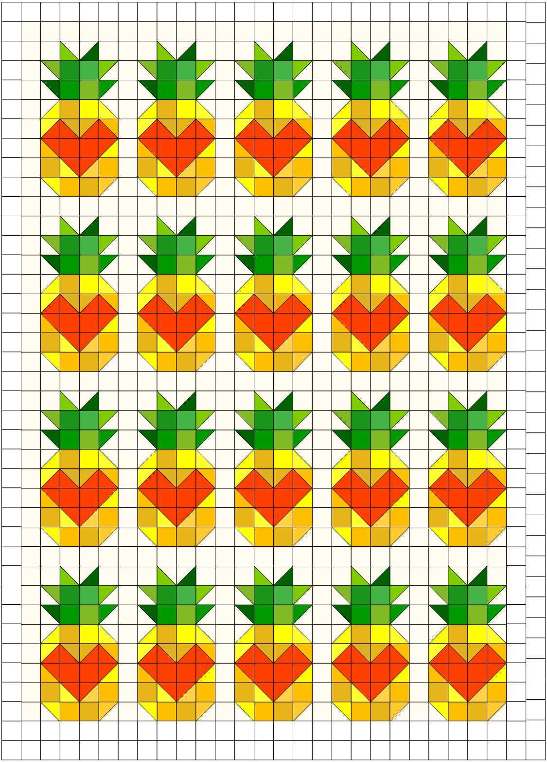 Quilt Kit for Scrappy Pineapple Love Quilt by Maker Valley; Includes 25 LVs, 12 Yellows, 10 Greens, and 10 Oranges; Finishes at ~ 54" x 76"