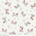 Bicycles on Sand Dollar (Off White) from Berry Market by Beverly McCullough of Flamingo Toes; Sold in Half Yard Increments