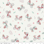 Bicycles on Sand Dollar (Off White) from Berry Market by Beverly McCullough of Flamingo Toes; Sold in Half Yard Increments