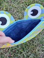 Handmade Frog Zipper Pouch; Froggy Zippy Critter Pouch