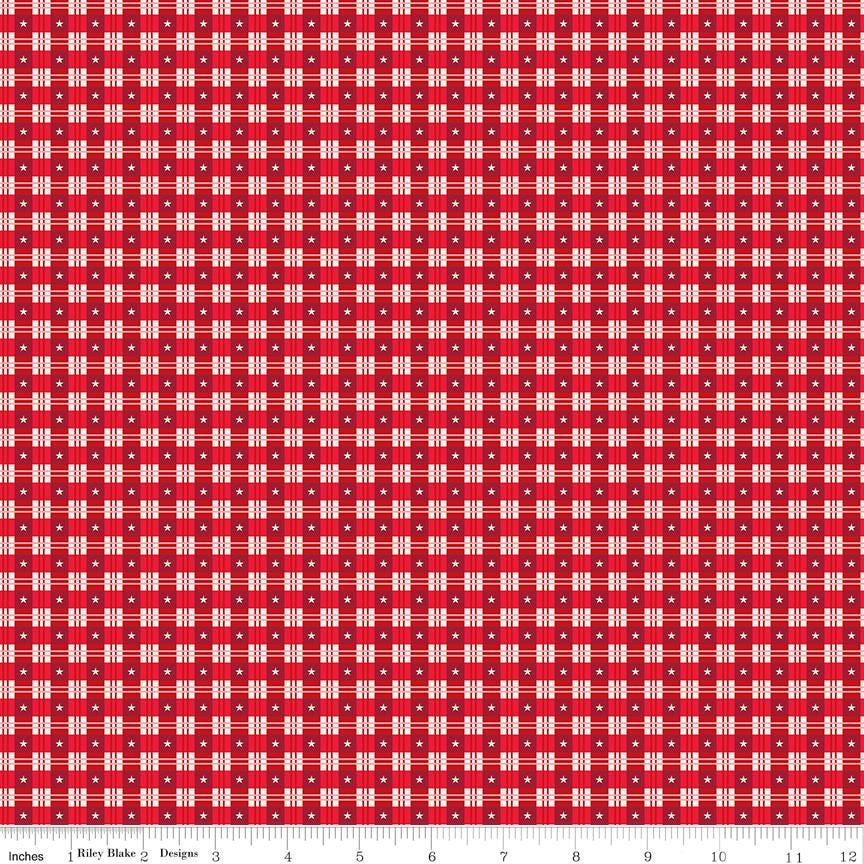 Christmas Wishes - Star Plaid in Red by the Riley Blake Designers, Sold in Half Yard Increments