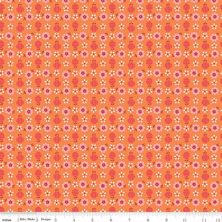Bee Dots Ida Marie on Pumpkin Orange by Lori Holt of Bee in my Bonnet; Sold in Half Yard Increments
