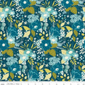 Feed My Soul Main Floral Print on Navy by Sandy Gervais; Sold in Half Yard Increments