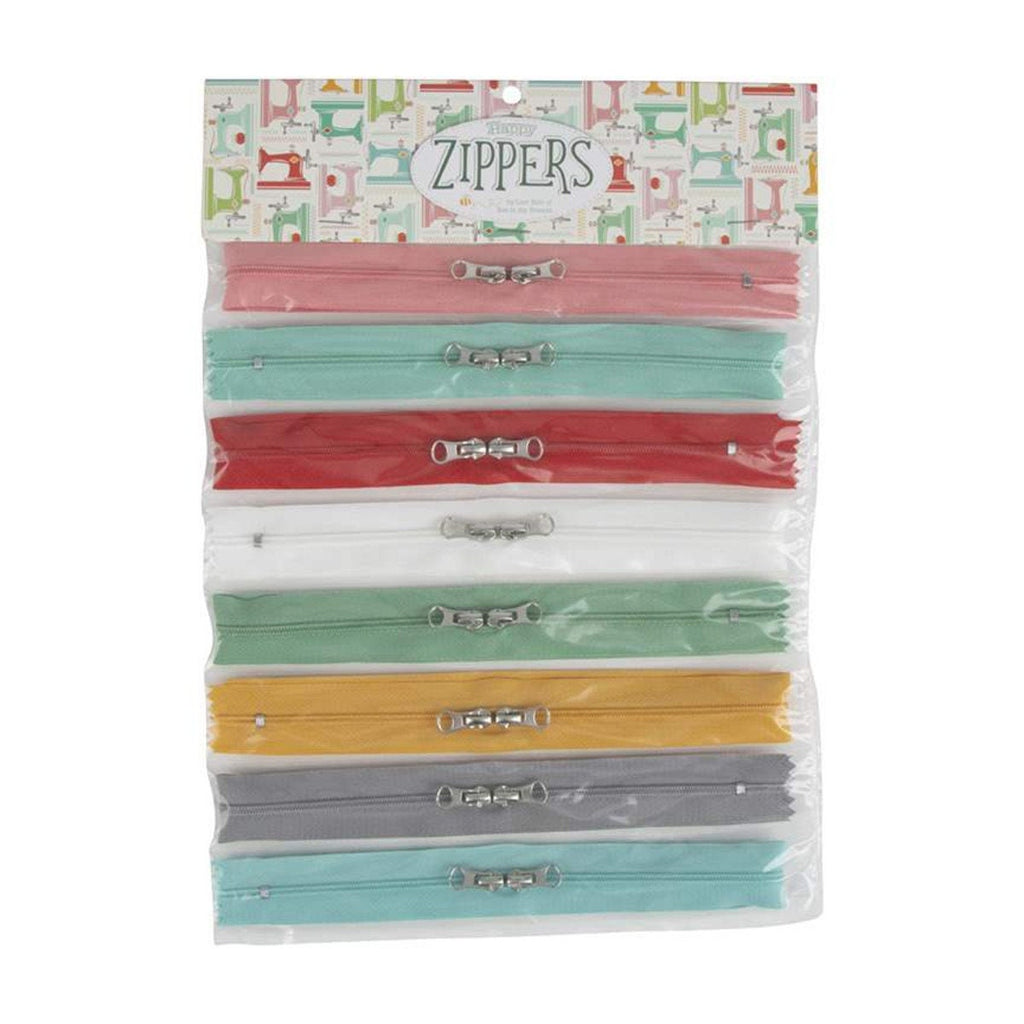 My Happy Place Zippers by Lori Holt of Bee in my Bonnet; Includes 8 - 16" inch zippers with double pulls