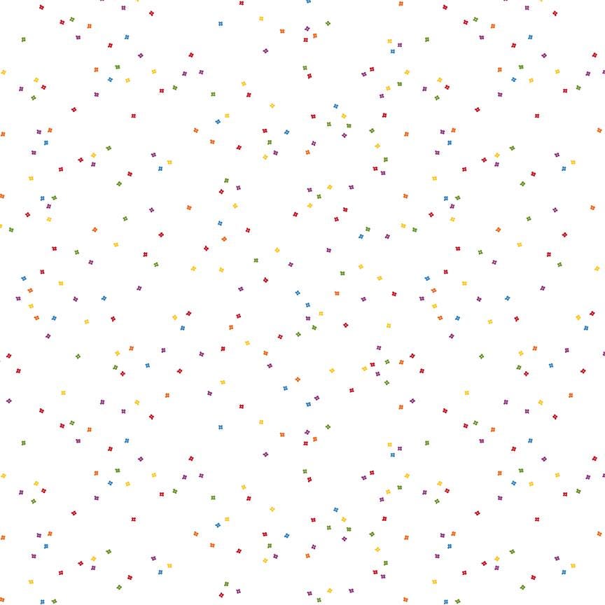 Rainbow Blossoms on White by Christopher Thompson for Riley Blake Designs, Sold in Half Yard Increments