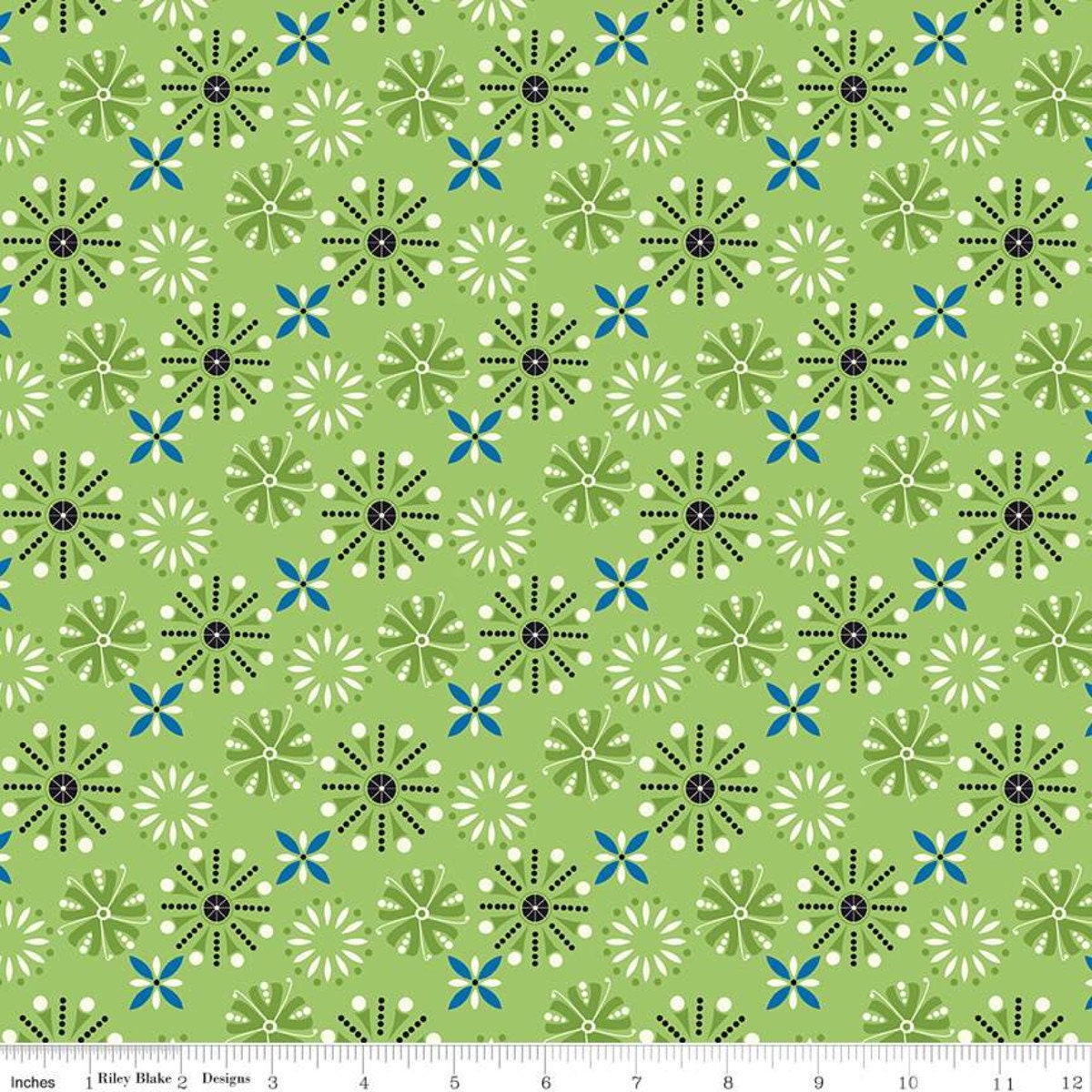 Oh Happy Day! Florals Green by Sandy Gervais for Riley Blake Designs, Sold in Half Yard Increments