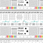 Make Main Print on White by Kristy Lea of Quiet Play for Make Collection; Sold in Half Yard Increments