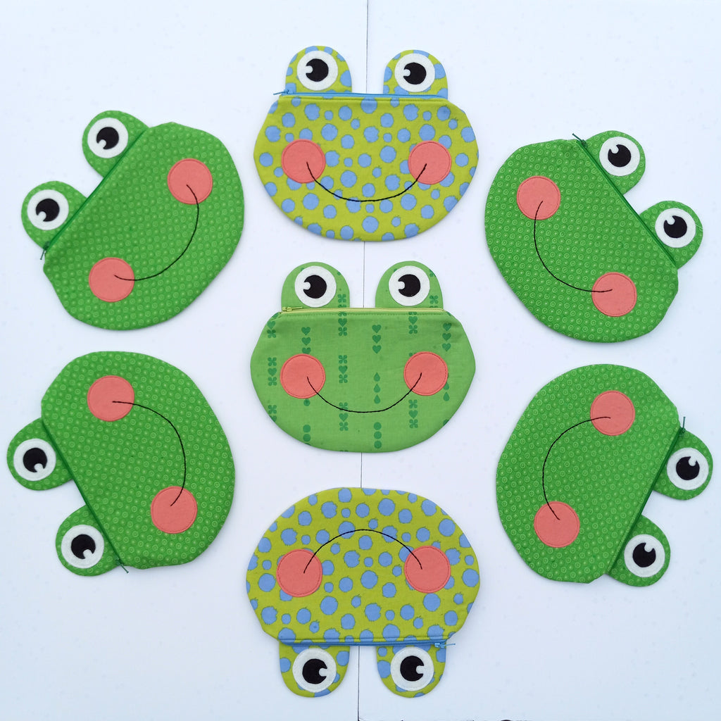 Handmade Frog Zipper Pouch; Froggy Zippy Critter Pouch