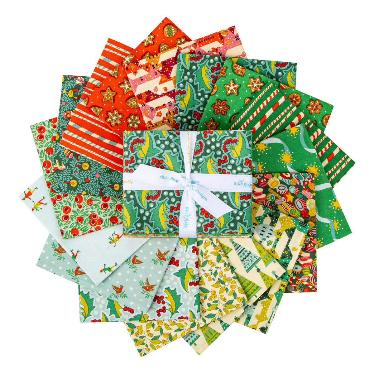 Liberty Fabrics Festive Fair Candy Cane Stripes B on Dark Green; Sold in Half Yard Increments