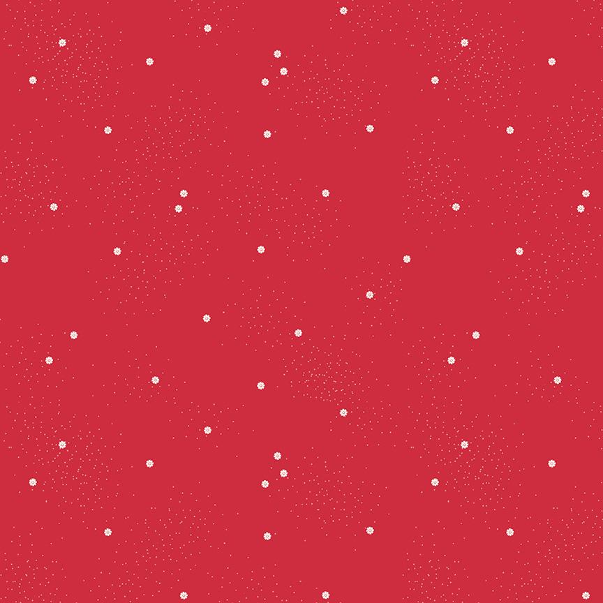 Dainty Daisy - White Daisies on Riley Red by Beverly McCullough; Sold in Half Yard Increments