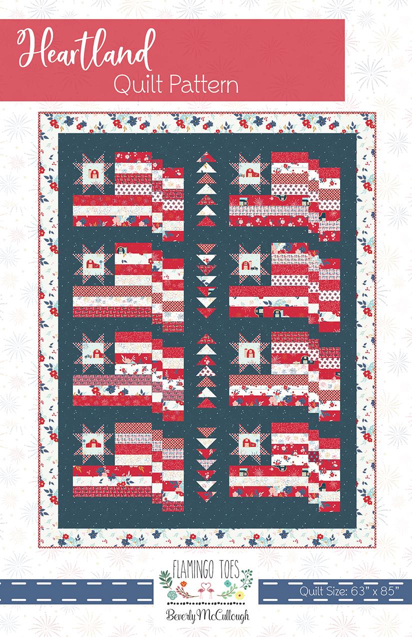 Heartland Quilt Boxed Kit in Sweet Freedom Fabrics by Beverly McCullough of Flamingo Toes; Includes Paper Pattern