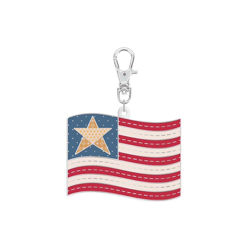 Flag Enamel Happy Charm by Lori Holt of Bee in my Bonnet; Americana Collection; Zipper Pull Charm 1.5" x 1.75"