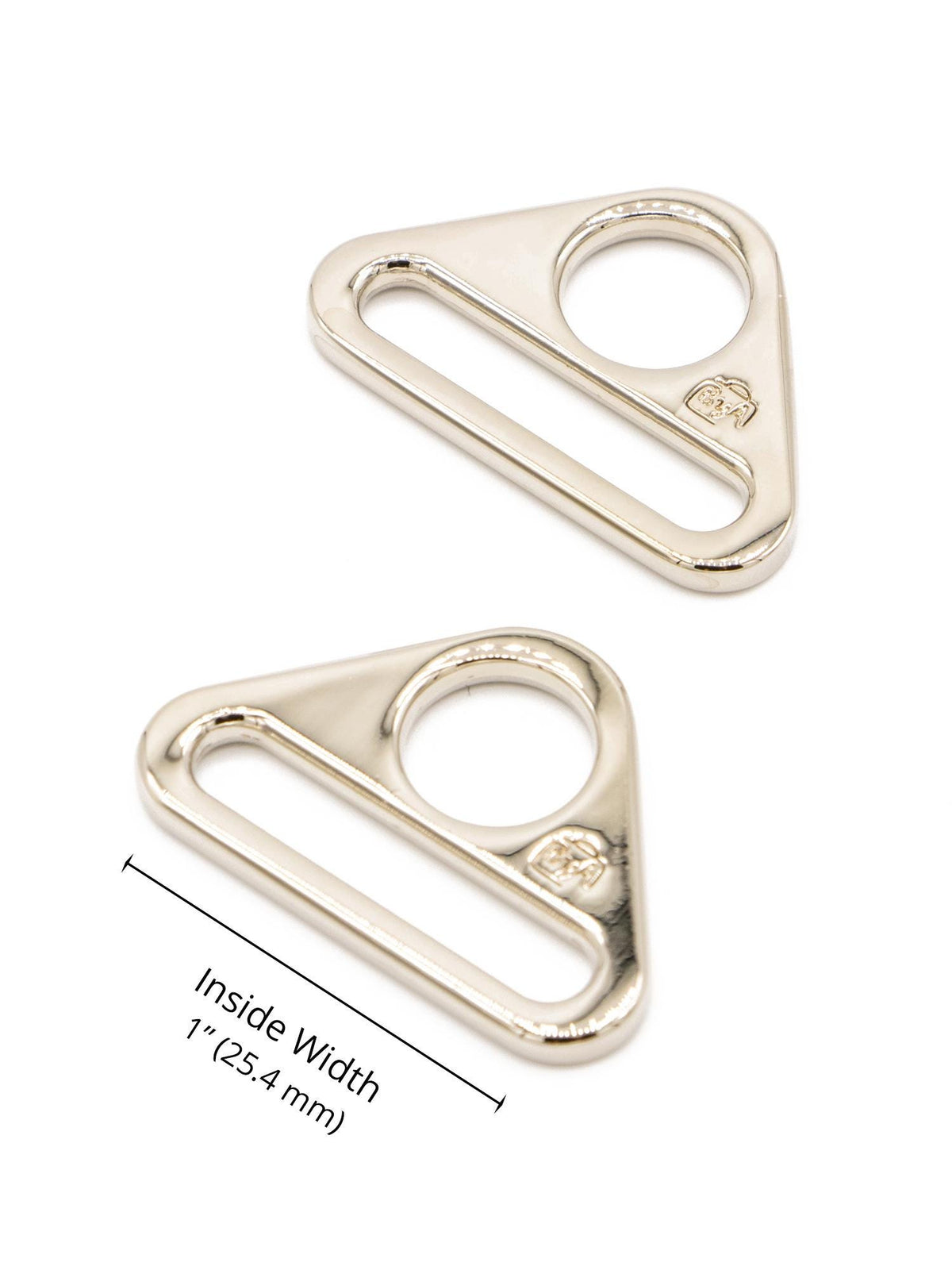 ByAnnie Triangle Rings in 1" or 1.5" sizes, Set of TWO; Nickel Color