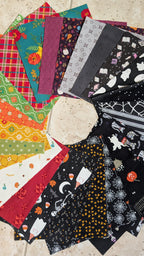 8" x 8" Fall & Halloween Hand-Cut Sampler Pack, 24 pcs Fabric Bundle