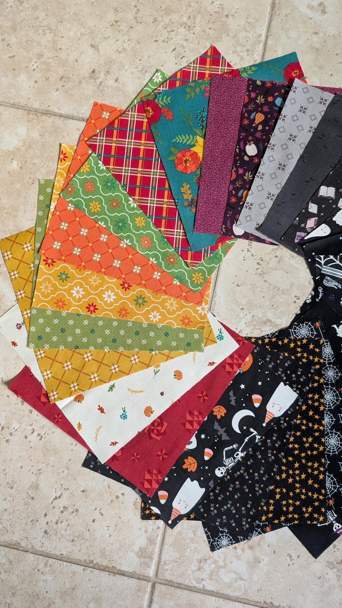 8" x 8" Fall & Halloween Hand-Cut Sampler Pack, 24 pcs Fabric Bundle