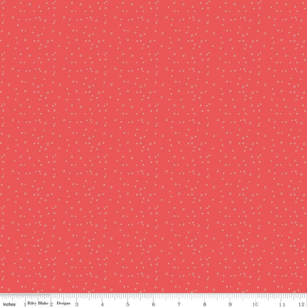 One Yard Cut Only - Strawberry Honey - Dots in Cayenne Red by Gracey Larson