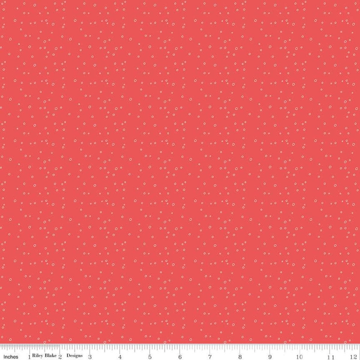 One Yard Cut Only - Strawberry Honey - Dots in Cayenne Red by Gracey Larson
