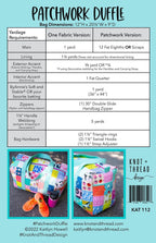 Patchwork Duffle 2nd Edition PAPER Pattern by Knot and Thread Designs