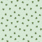 Mistletoe and Holly Scattered Bells on Hint of Mint by Beverly McCullough of Flamingo Toes; Sold in Half Yard Increments