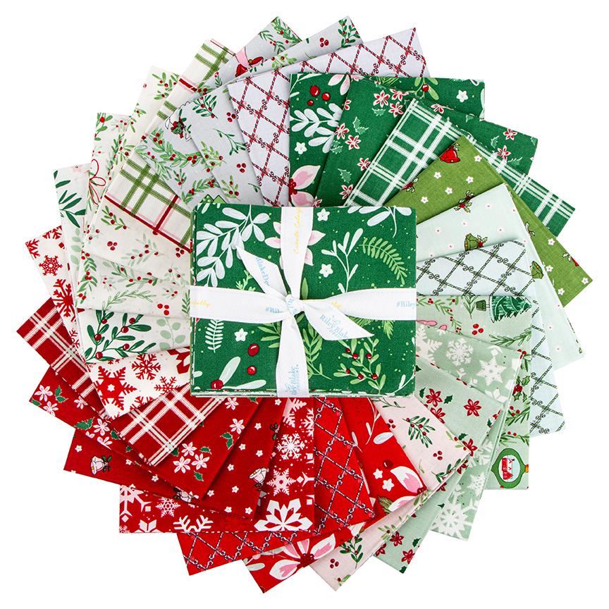 Mistletoe and Holly Wreaths on Cloud White by Beverly McCullough of Flamingo Toes; Sold in Half Yard Increments