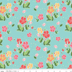 Fat Quarters Only - Strawberry Honey - Main Print in Aqua by Gracey Larson